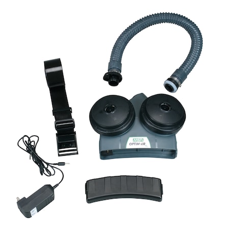 Msa Safety PAPR System, OptimAir TL Kit, Hood, Belt-Mount, Lithium Ion Long Life Battery, Gray 10081117