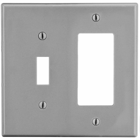 Hubbell Wiring Device-Kellems Toggle Switch/Rocker Wall Plate, Number of Gangs: 2 Plastic, Satin Finish, Graphite PJ126GY