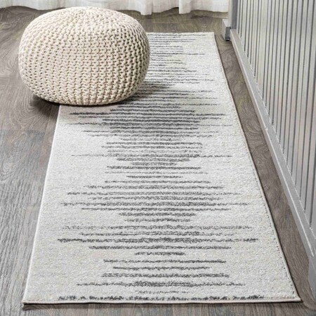 Jonathan Y Aya Berber Stripe Geometric Cream/Gray 2 ft. x 8 ft. Runner Rug MOH205A-28