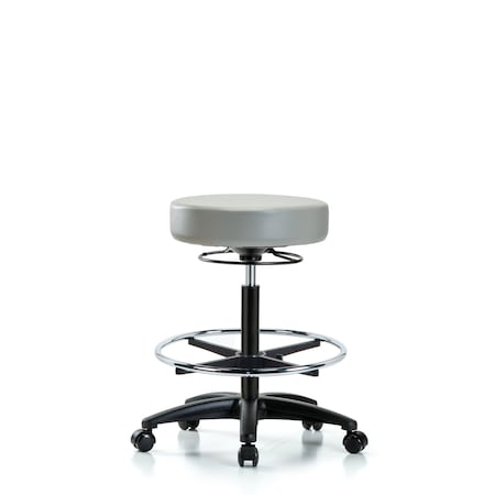 Blue Ridge Ergonomics Vin Stool without Back-High Bench Height with Chrome Foot RingandCasters in Dove Trailblazer Vin BR-VHBSO-RG-CF-RC-8567
