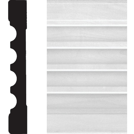 House Of Fara 3/4'' W.x5-1/4'' H.x8 ' L. Wht MDF Fluted Casing Molding 8673