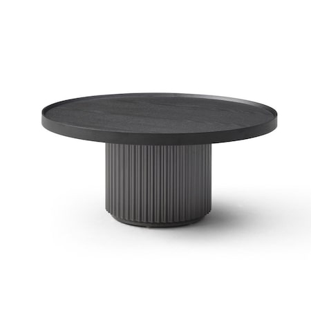 Homeroots 32" Dark Gray Wood Round Pedestal Coffee Table 714507
