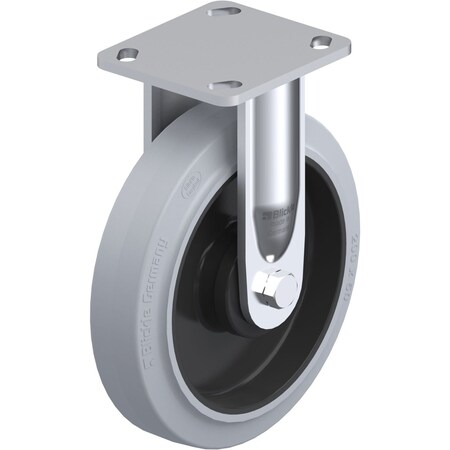 Blickle Rigid Plate Caster, Solid Rbbr, 8", 660 lb. BES-POEV 200KA-14-SG