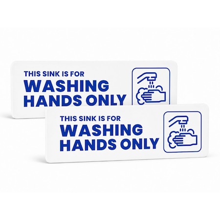 Fuel Stickers Hand Wash Only Sink Sign, 2 Pack, 6x2in, Adhesive Plastic Sink Signs for Foodservice Operators, 2PK SIGNS-SFWHO-2PK