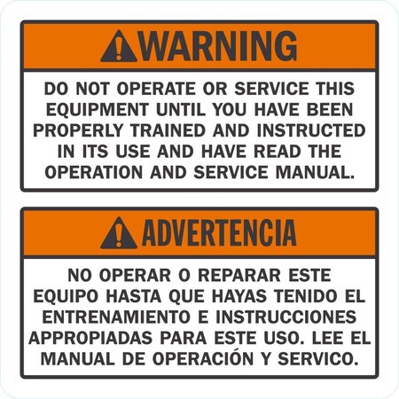 Lyle Warning Do Not Operate Or Service Equipment, 5x5, Non-Reflective, White G-16831-ND_5x5