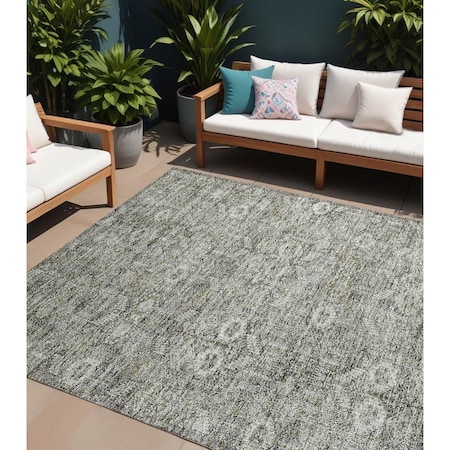 Homeroots 10' X 14' Cream and Tan Floral Washable Non Skid Indoor Outdoor Area Rug 564328