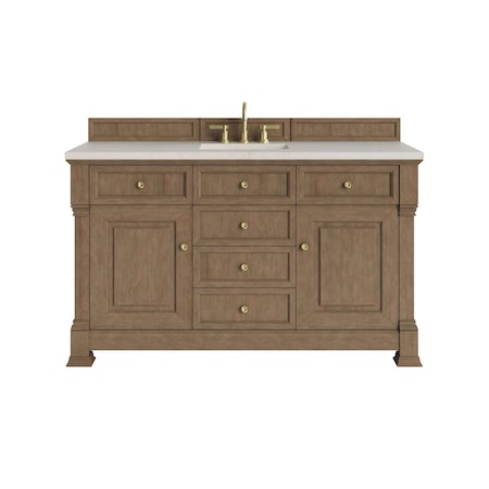 James Martin Vanities Brookfield 60" Single Vanity, Pecan, w/ 3 CM Siberian Silestone Top 547-V60S-PCN-3SFR