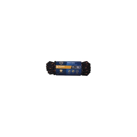 Richelieu Truck Rope, Twisted Polypropylene, Black & Orange, 1/2-In. x 50-Ft. 643731