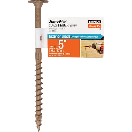 Simpson Strong-Tie Strong-Drive SDWS TIMBER Screw, Exterior Grade 0.220'' x 5'' T40 Tan SDWS22500DB-RP1