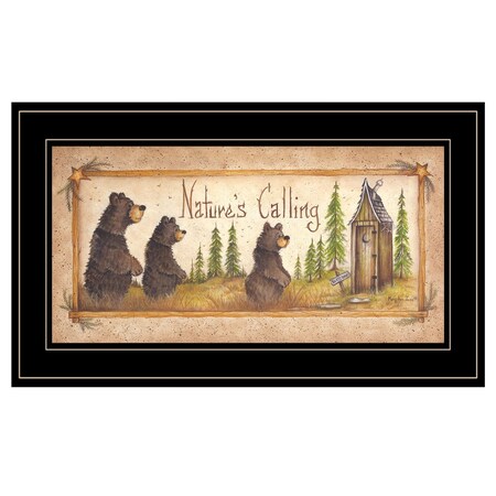 Homeroots Natures Calling 3 Black Framed Print Bathroom Wall Art 405269