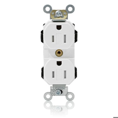 Leviton Straight Blade Receptacle, 5-15R, 15 A, 125V AC, Self-Grounded MT562-SW