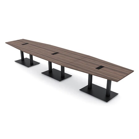 Skutchi Designs Hexagon Conference Table With Power, 48 in W, 192 in L, Brown HAR-HEX.IR-48X192-DOU.BK-H3041-EBLK