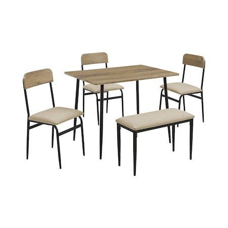 Monarch Specialties Dining Set, 5pcs Set, 40-in. Rectangular, Small, Kitchen, Black Metal, Contemporary, Modern I 1027