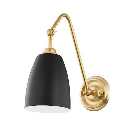 Hudson Valley Lighting Millwood 1 Light Wall Sconce 6 In. Aged Brass/Black 3021-AGB/BK