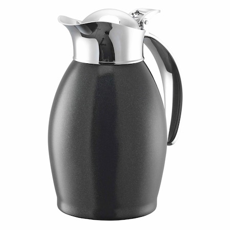 Service Ideas Nicollet Series 0.6-Liter Stainless Vacuum Insulated Carafe with Flip-Top Lid in Radiant Black NIC06BSBL