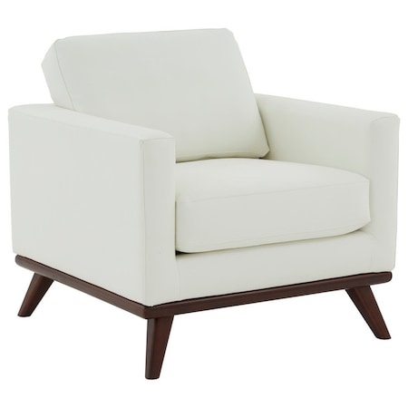 Leisuremod Chester Modern Leather Accent Armchair with Birch Wood Base, White CS33W-L