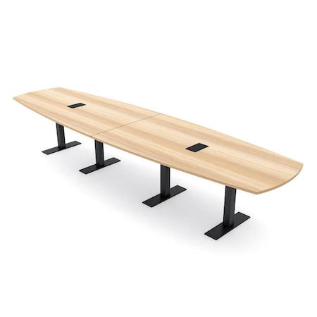 Skutchi Designs Arc Boat Conference Table With Power, 48 in W, 168 in L HAR-ABOT-48X168-T.BK-K525-EBLK