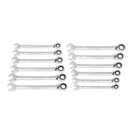 Gearwrench 12 Piece 90-Tooth 12 Point Metric Reversible Ratcheting Wrench Set 86627