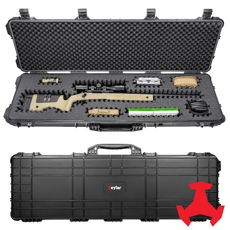 Eylar 53in Hard Rifle Case Equipped With Ragar Reconfigurable & Reusable XP Crosslinked Foam Insert SA00015-BLK-RG-XP