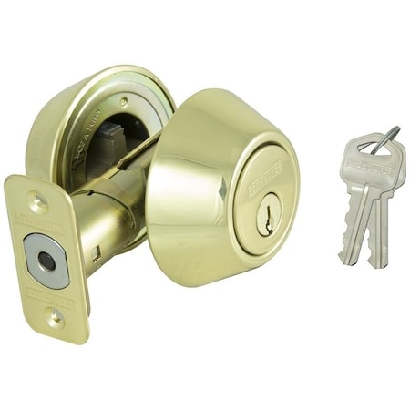 Prosource Deadbolt, 3 Grade, Polished Brass, 2-3/8 to 2-3/4 in Backset, KW1 Keyway D272-RU5B