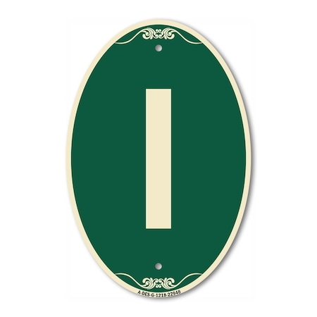Signmission Letter I, 12 Inch X 18 Inch Architectural Oval, Heavy Gauge Aluminum A-OV-G-1218-22948