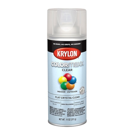 Colormaxx 12 Oz Krylon Crystal Clear Paint & Primer Spray Paint, Flat K05547007