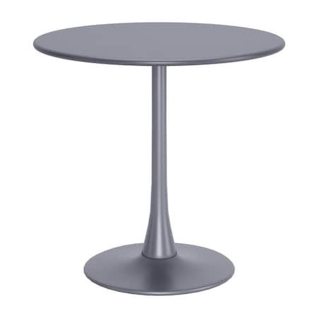 Homeroots 32" Gray Steel Pedestal Base Round Top Dining Table 572231