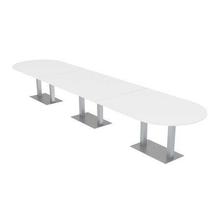 Skutchi Designs Racetrack Conference Table With Power Unit, 48 in W, 216 in L, White HAR-RAC-48X216-DOU-W960-NA