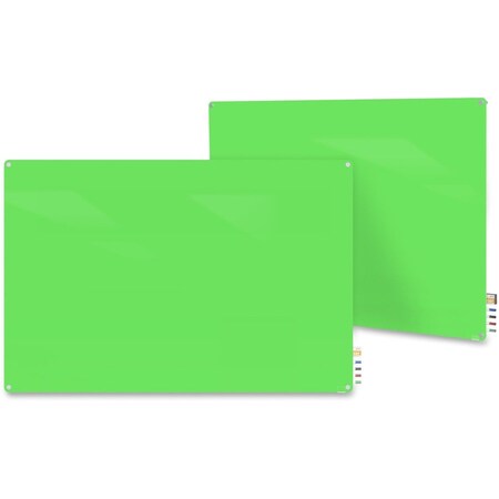 Ghent Dry Erase Board, Glass, 48 in, 96 in, No Frame Frame, Green, Gloss HMYRM48GN