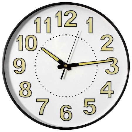 Clockswise 12in Round Glow-in-the-Dark Wall Clock With Green Luminous Numbers & Hands Easy-Read Light QI004619.12