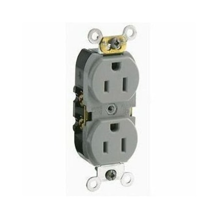 Leviton Duplex Receptacle Outlet, 15A, Gray, 125V CR015-GY