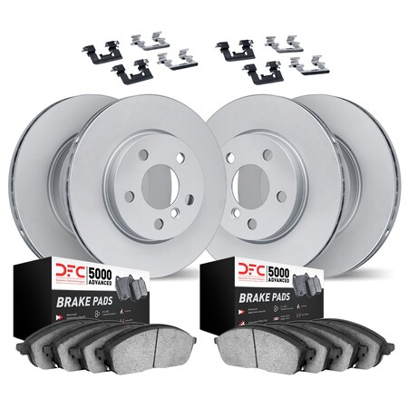 Dynamic Friction Co DFC Hi-Carbon Rotor - Drilled w/5000 Brake Pads & HW Kit 9514-02017