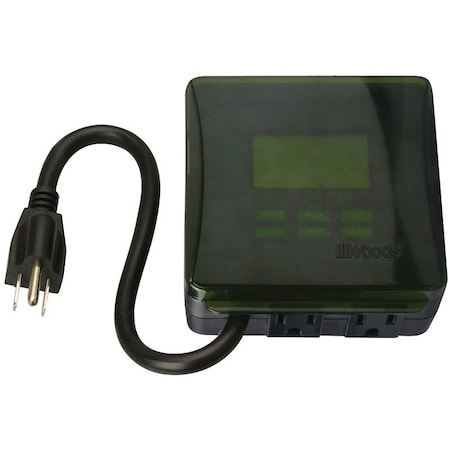 Southwire Digital Timer, 15 A, 125 V, 1875 W, 2 -Outlet, 7 days Time Setting, 20 On/Off Cycles Per Day Cycle 50015