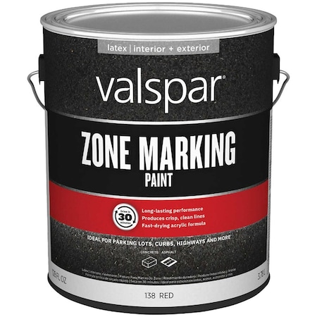 Valspar 1 Gal Valspar Paint 138 Red Zone Marking Paint Acrylic Water-Based Traffic/Zone Marking Paint, Flat 136