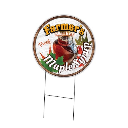 Signmission Farmers Market Maple Syrup Double Sided Corrugated Plastic Circle Yard, C-24-CIR-DS-WS- Maple Syrup C-24-CIR-DS-WS- Maple Syrup