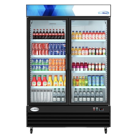 Koolmore 53 in. Commercial Merchandiser Refrigerator w/ Two Swinging Glass Doors, 45 cu. ft. and LED Lights MDR-2GD-45C