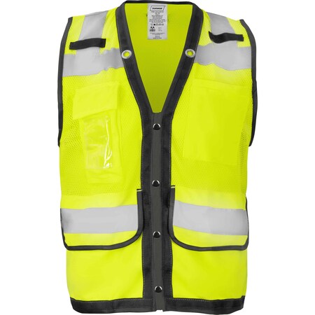 Ironwear Safety Vest w/ Snap Button Closure, Radio Clips & ID Holder, Lime/5X-Large 1279-LS-RD-CID-5XL