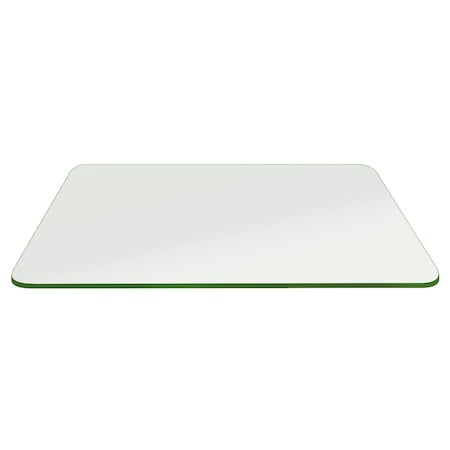 Fab Glass And Mirror Rectangle Tempered Glass Table Top, 18in x 42in, Clear, Wall Mirror, Safety Backing, Clear Finish 18x42RECT10THPETE-T
