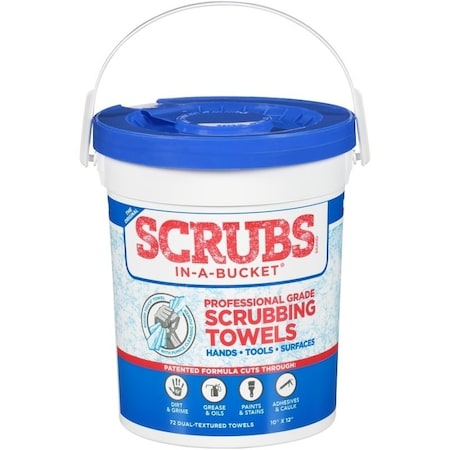Scrubs In-A-Bucket Hand Cleaner Towel, 12 in L, 10 in W, Citrus, Polypropylene 42274