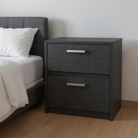 Homeroots 19" Black Wood Two Drawer Nightstand 526154