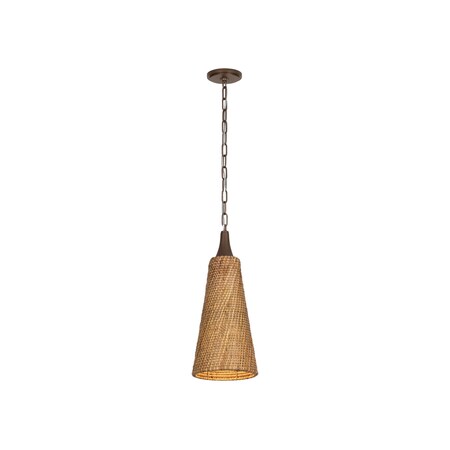 Troy Lighting Kenzo 8.5in wide 1 Light Pendant in Bronze Leaf F2709-BRL