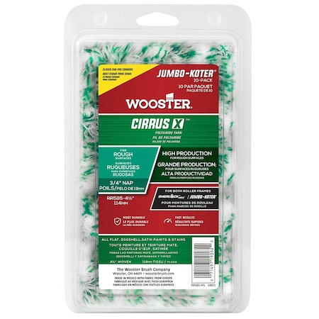 Wooster 4 1/2in x 3/4in Nap 0RR5850044 Cirrus X Jumbo-Koter Polyamide Mini Roller Cover, For Rough R186