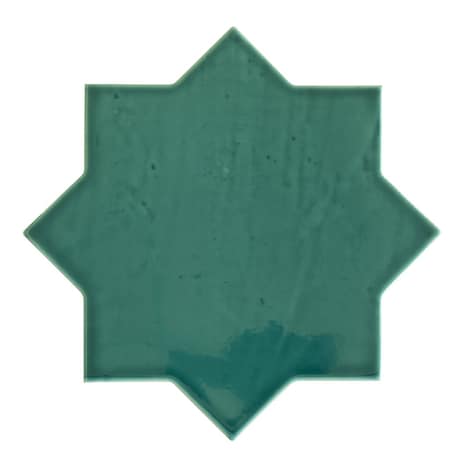 Apollo Tile Terralis 7 x 7 in. Glossy Turquoise Blue Porcelain Star Wall and Floor Tile 6.46 sq ft/case, 16PK UMB88AQSTRA