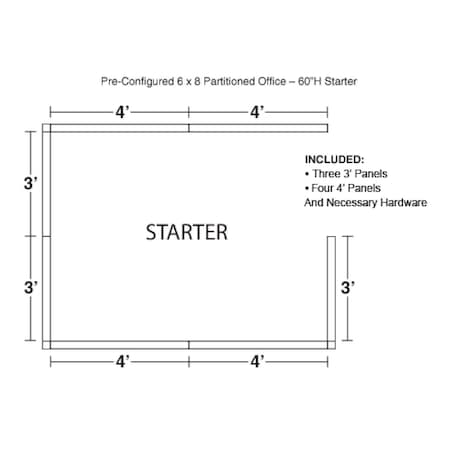 Global Industrial Interion Pre-Configured Office Cubicle, 6'W x 8'D x 60"H, Starter Kit, Blue 236621BL