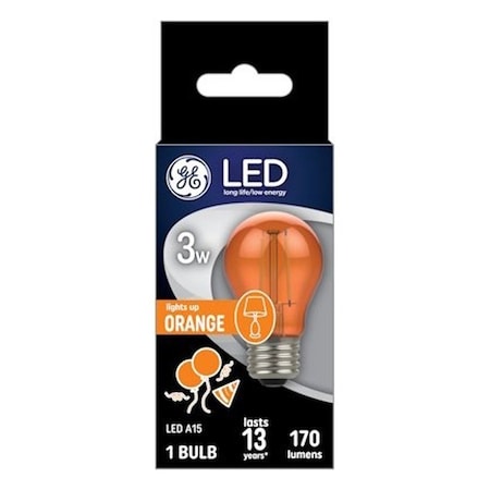 Ge Party Light Bulb, A15 Bulb, 3 W, Orange Bulb, LED Bulb, 2700 K Color Temp, 170 Lumens 93116858