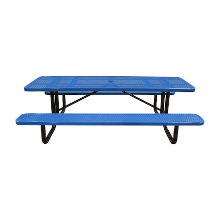 Leisure Craft 8' Standard Picnic Table, Perforated Metal, Portable, Blue T8XPP-PERF-BLUE