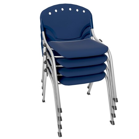 Regency Rico Classroom Training Stack Chair Armless, Navy Blue, 4PK 305-NV-4PK
