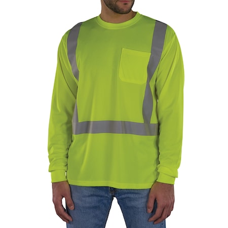 Ergodyne 2XL Lime Class 2 Essential Long Sleeve Hi-Vis T-Shirt 8284