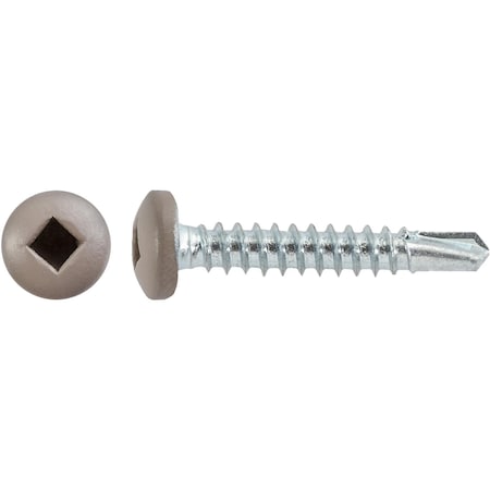 #8 x 1in Square Pan Self-Drilling Tek Zinc Tan Painted Head RV Screws, 100PK