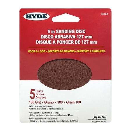 Hyde 5" Hook & Loop Sandpaper 5 Pack 45382